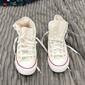Converse women’s  High-Top Sneakers in White and Red